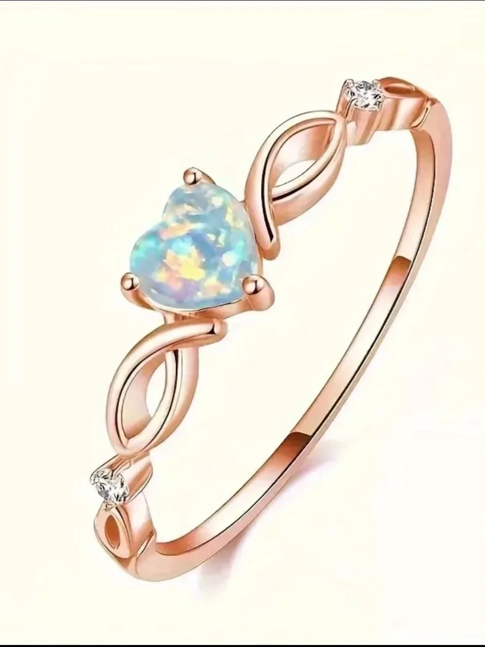 Rose Gold Heart Opal Ring
